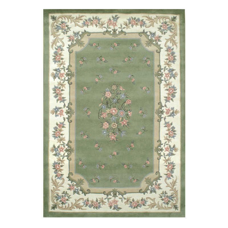 American Home Rug Co. Floral Garden Aubusson Sage/Ivory Area Rug Wayfair